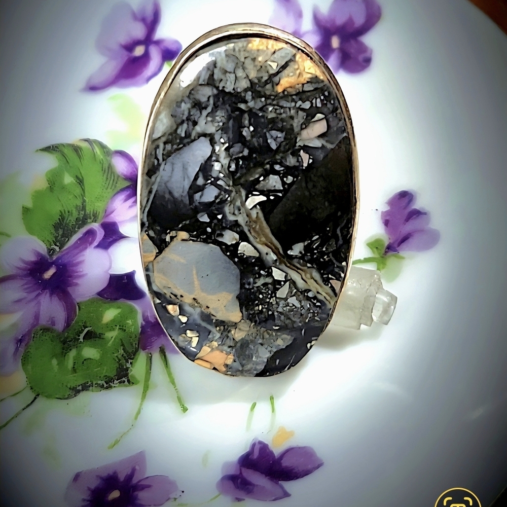 ~Size 8 3/4~ Stunning, Large, Colorful, Natural Maligano Jasper Cabochon Ring.